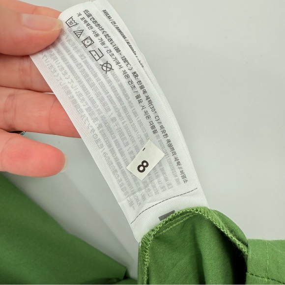 Abercrombie & Fitch Puff Sleeve Smocked Bodice Midi Dress in Green Size S - Picture 9 of 10